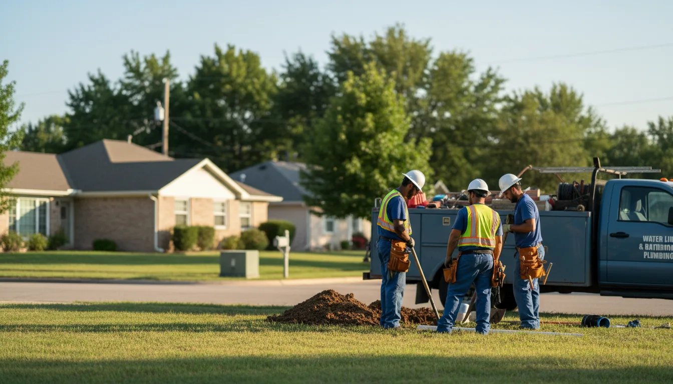 Residential water line and bathroom plumbing service in Amber, OK